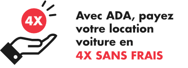 Avec ADA, payez votre location voiture en 4x sans frais