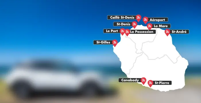 Carte de La Réunion avec les 10 agences Ada